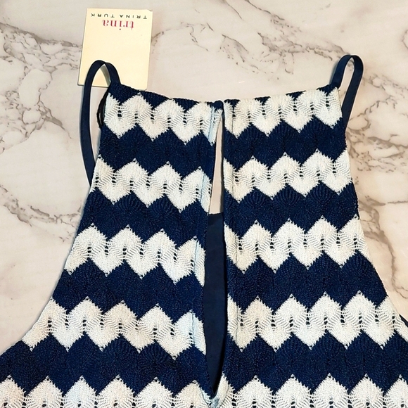 NWT Trina Turk Navy & White Zig-zag Mini dress, Size S - Picture 5 of 8